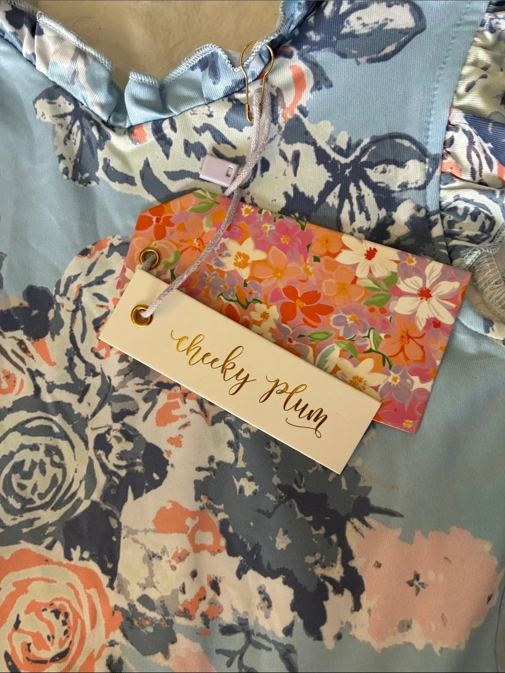 cheeky plum Farrah Leotard in Blue Moon Floral Pattern